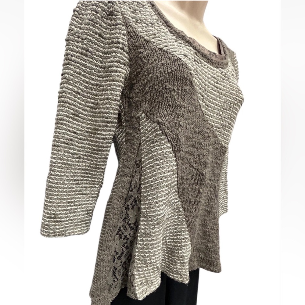 Anthropologie Angel of the North Sweater Women Small Cream Brown Art to Wear - Picture 5 of 11